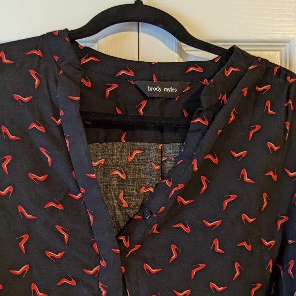 Brody Miles Red Stiletto Blouse sz L - Picture 5 of 13